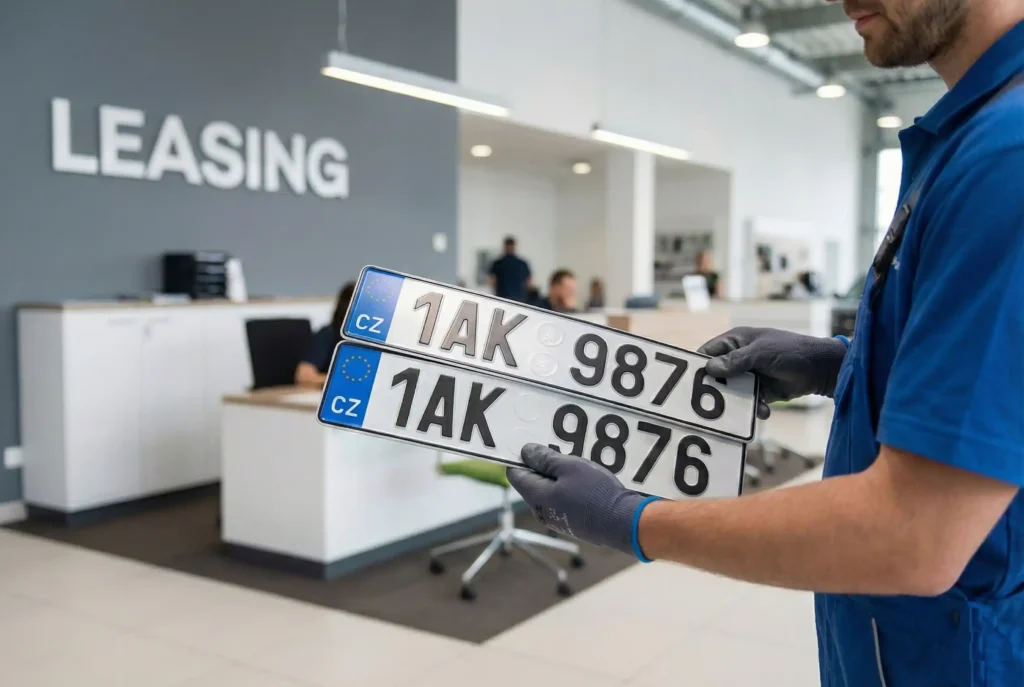 Zapis leasingu noveho vozidla – pracovnik leasingovky prebral nove znacky od SPZ sluzby