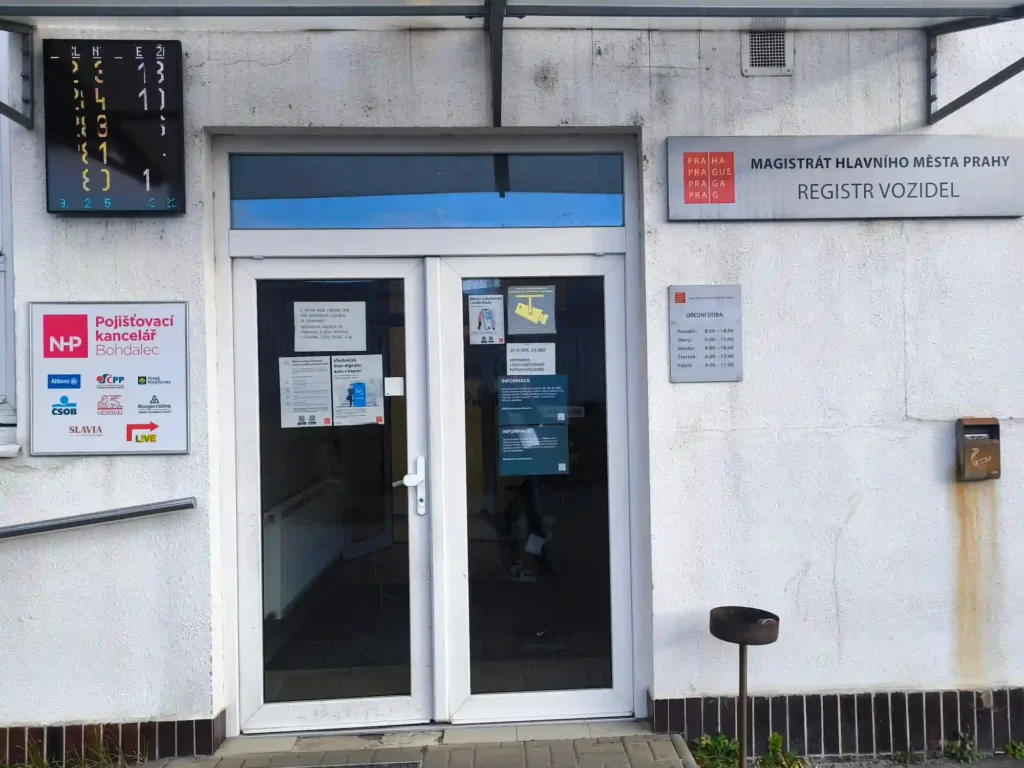 Registr vozidel Praha 10 Bohdalec - vstup na registr